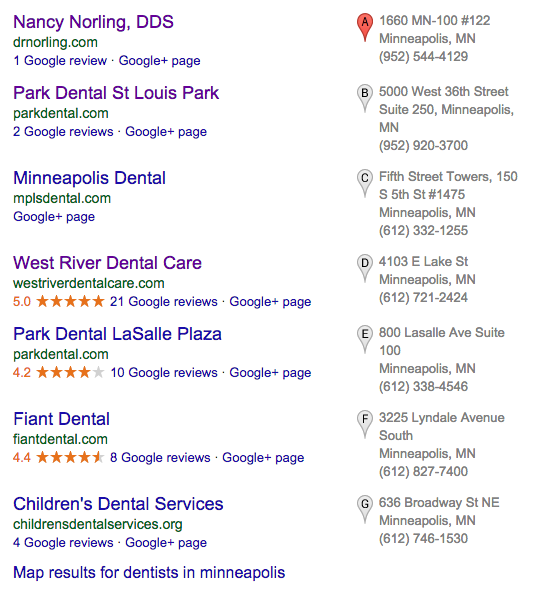 7 pack serps local seo